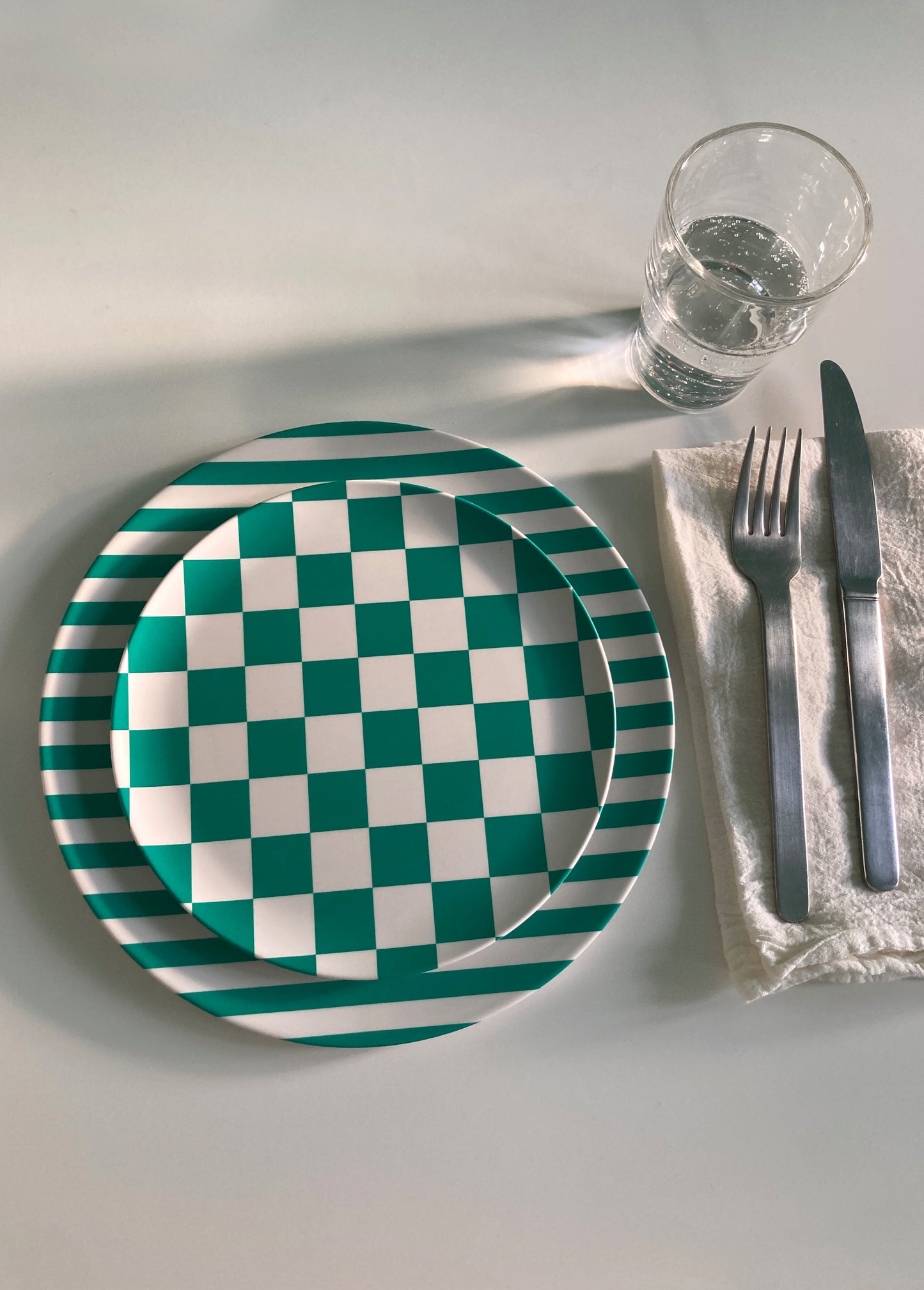 Green Check Side Plate 8"