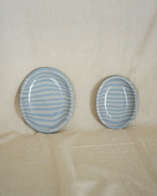 Egg Plate Stripe Baby Blue