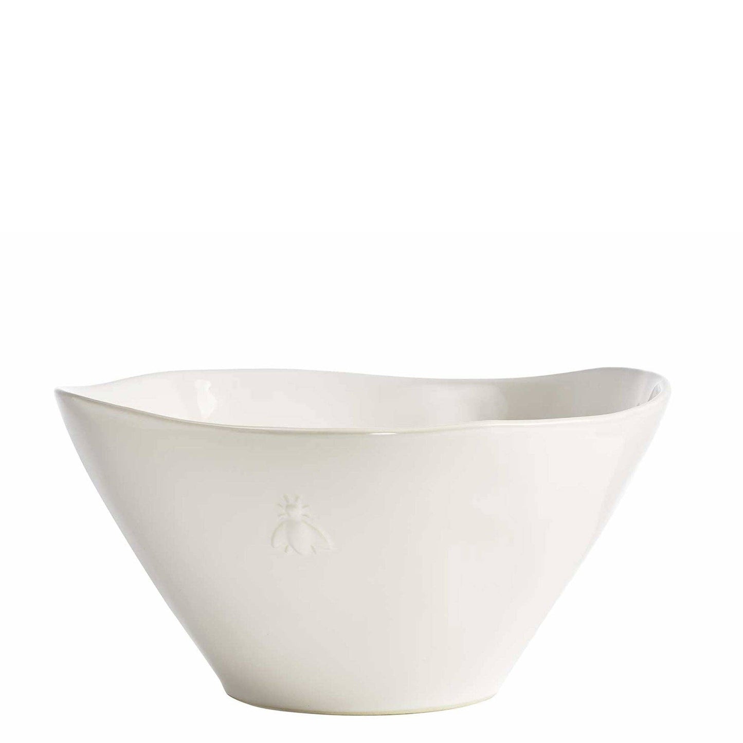 Large La Rochère Bee ceramic serving bowl in ecru with embossed bee motif