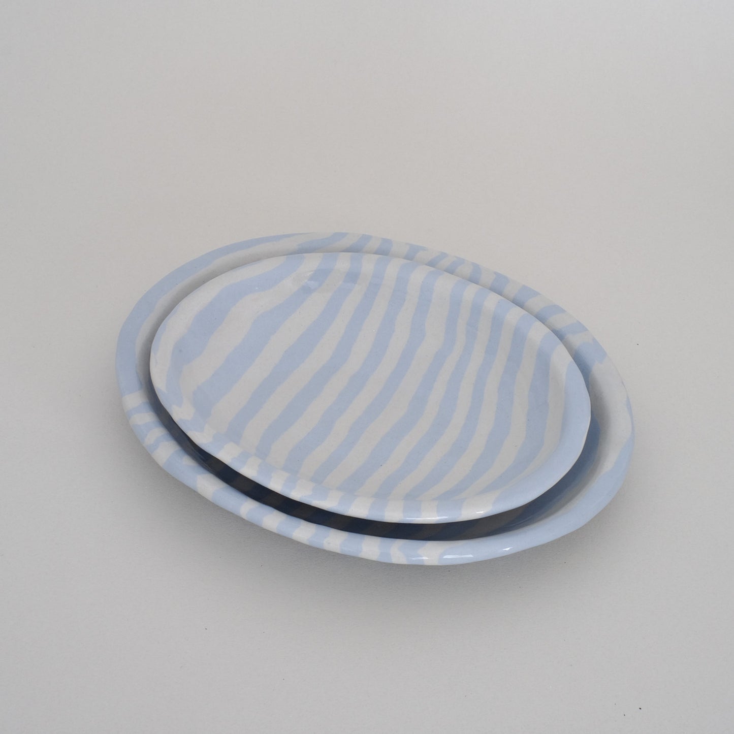 Egg Plate Stripe Baby Blue