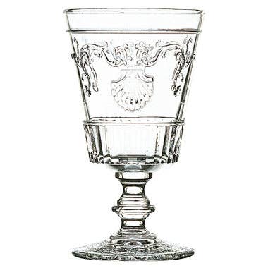 La Rochère Versailles water glass with ornate French relief pattern in clear glass