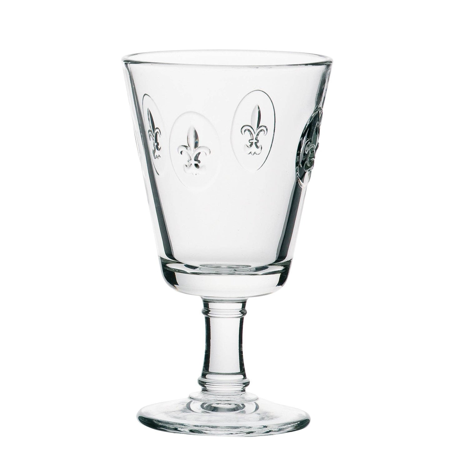 La Rochère Fleur de Lys wine glass in clear French glass with fleur-de-lys motif