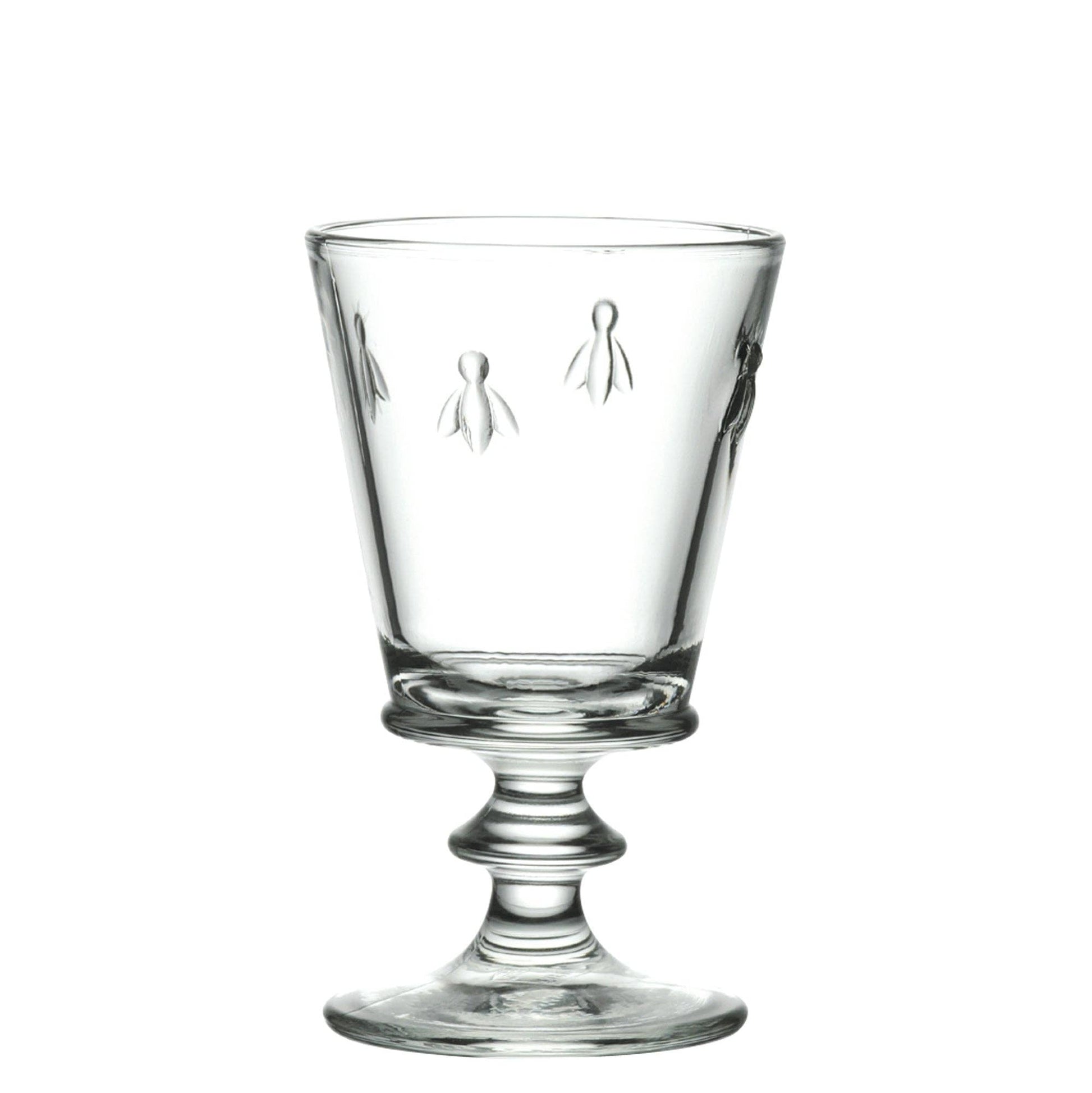 La Rochère Bee wine glass in clear French glass with slender stem and bee motif