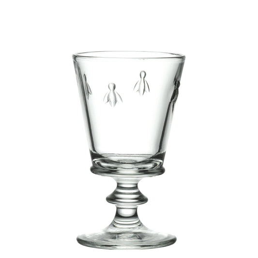 La Rochère Bee wine glass in clear French glass with slender stem and bee motif