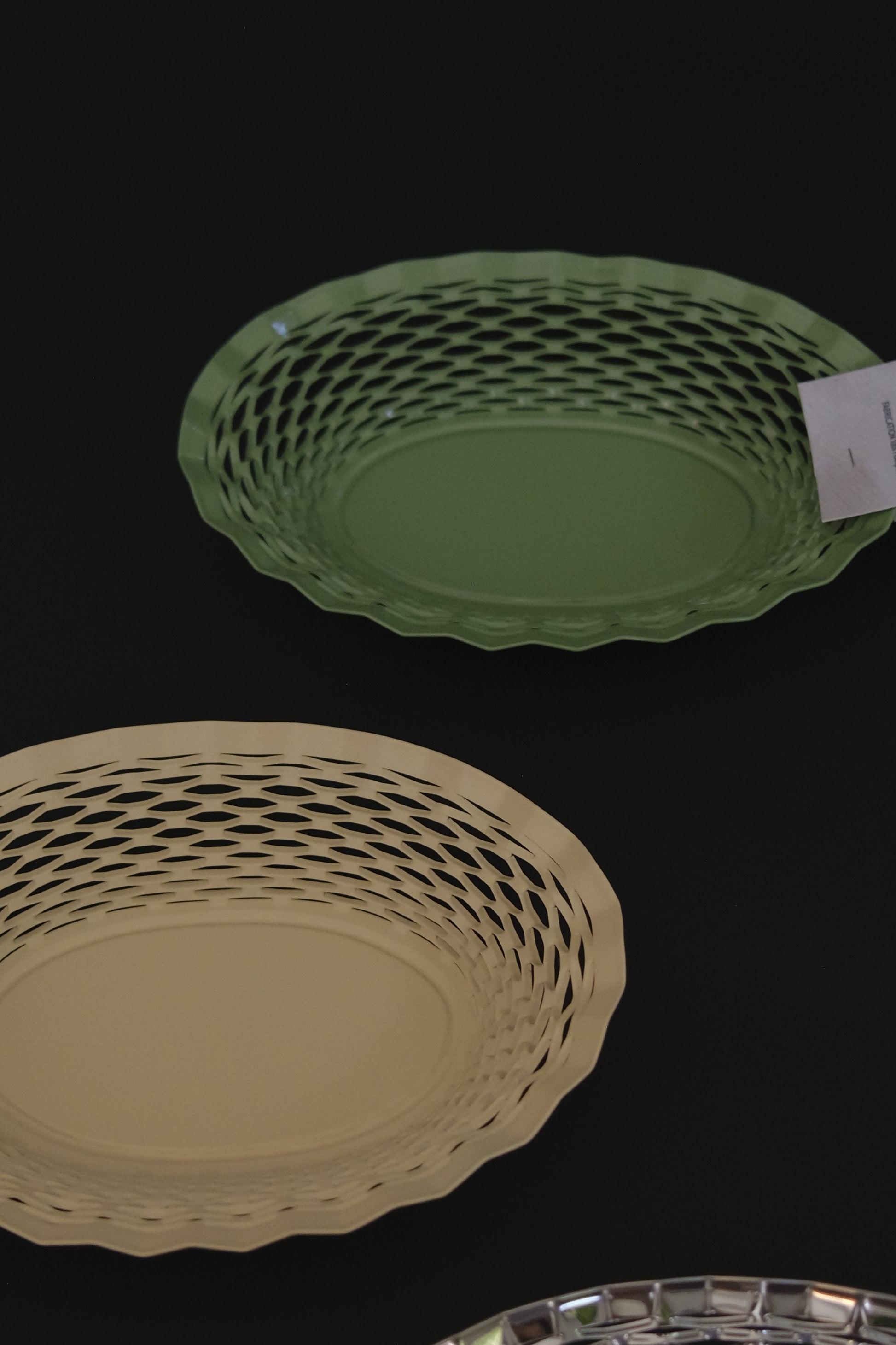 Roger Orfevre pastel green bread basket top-down view