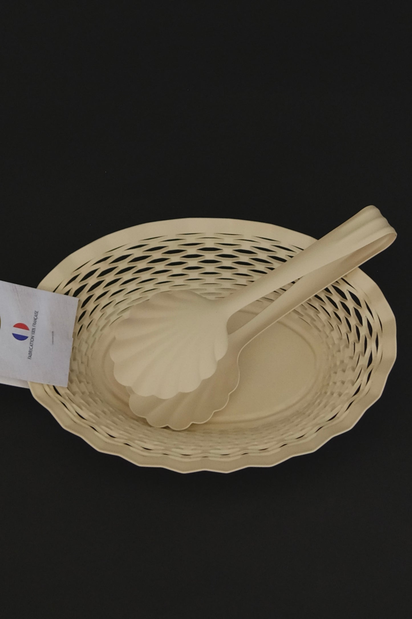 Roger Orfevre vanilla bread basket styled with sourdough loaf