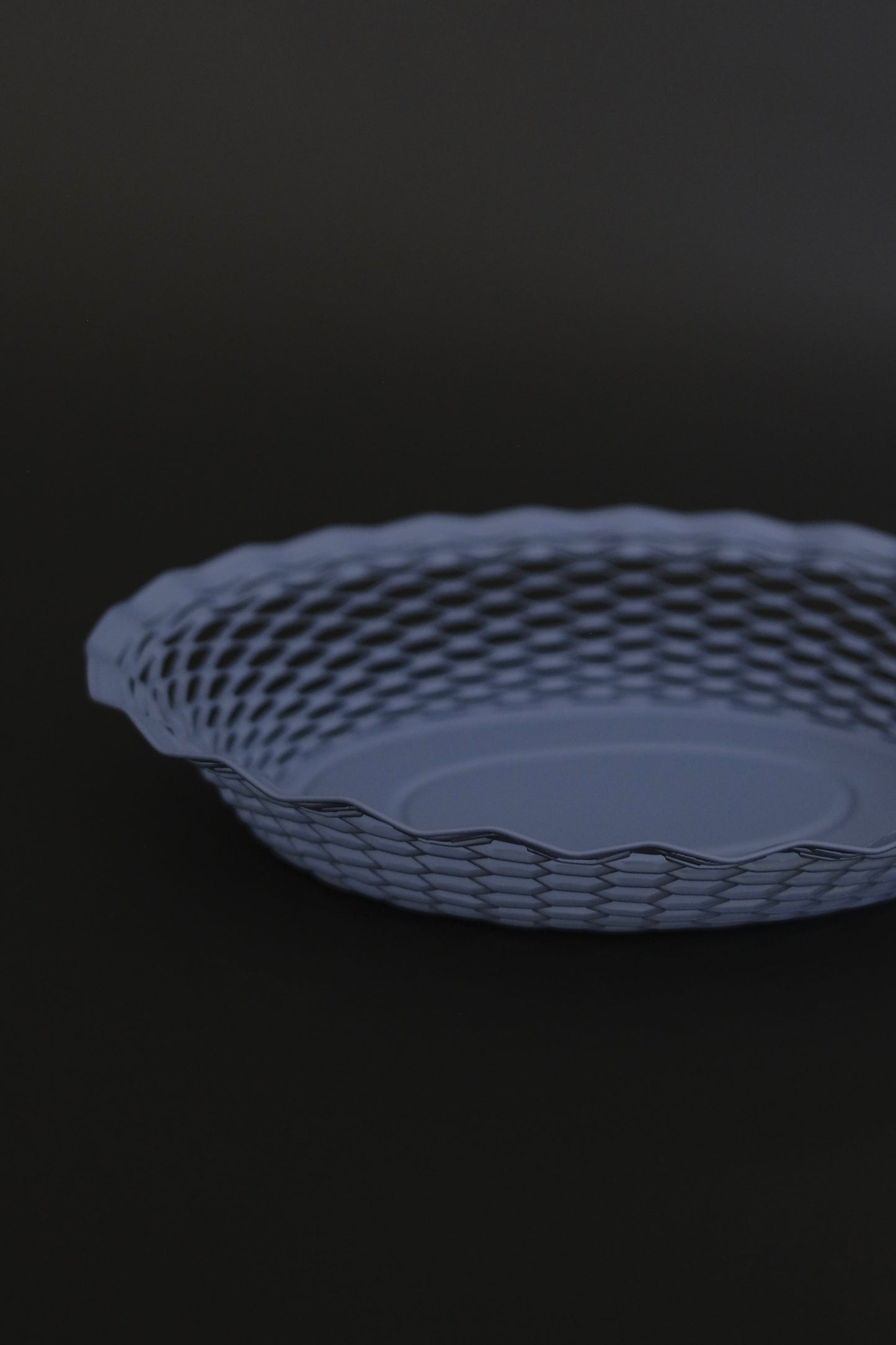 Pastel blue bread basket Roger Orfevre overhead detail view