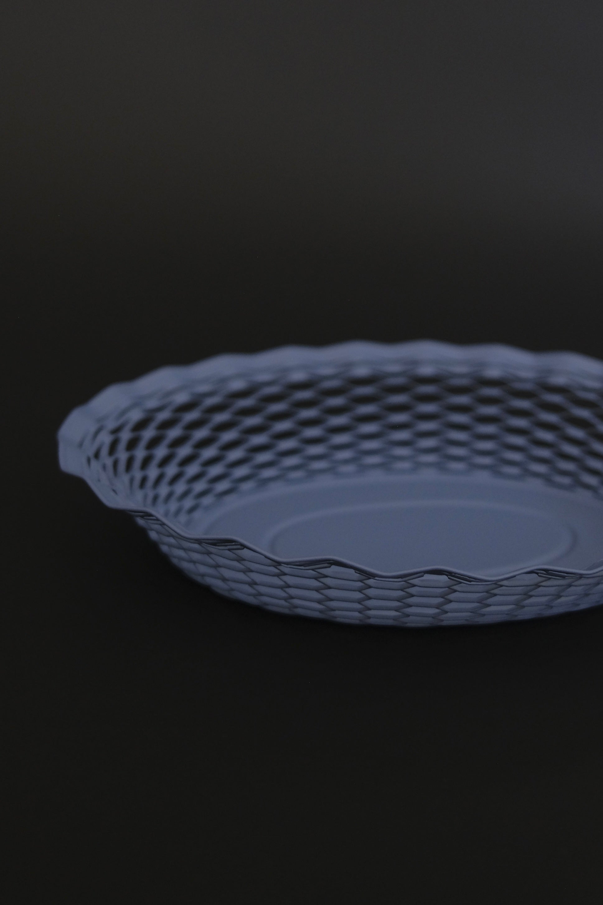 Pastel blue bread basket Roger Orfevre overhead detail view