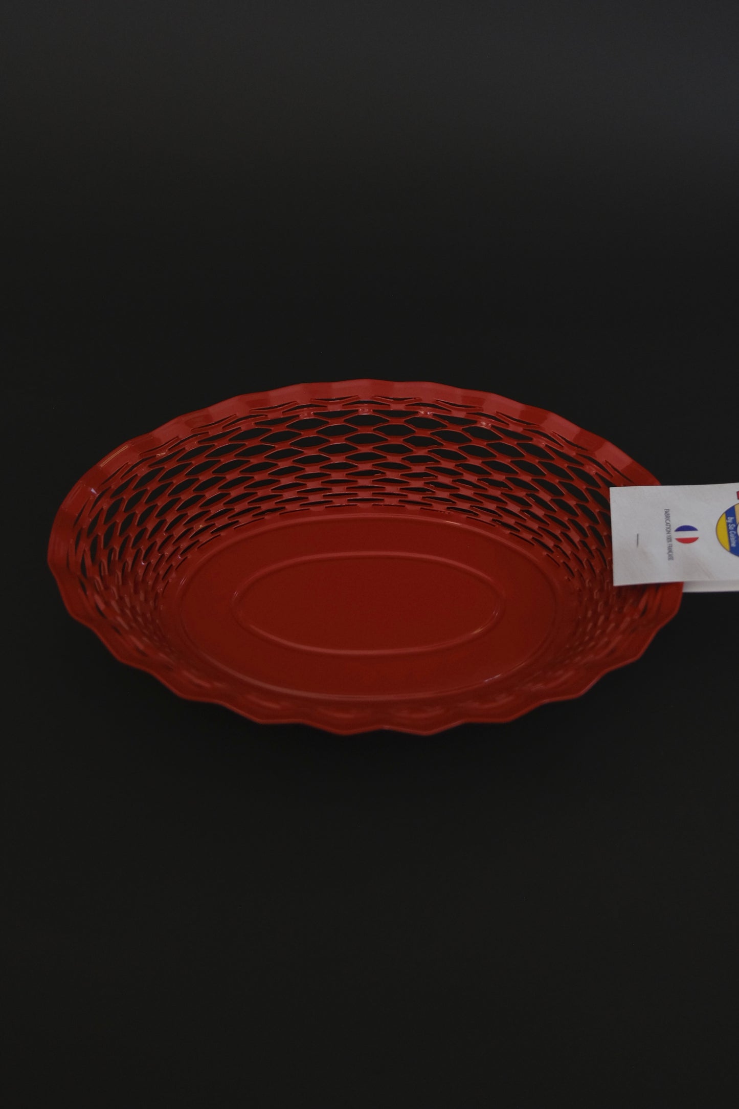 Roger Orfevre deep red woven bread basket 25x18cm artisan table service