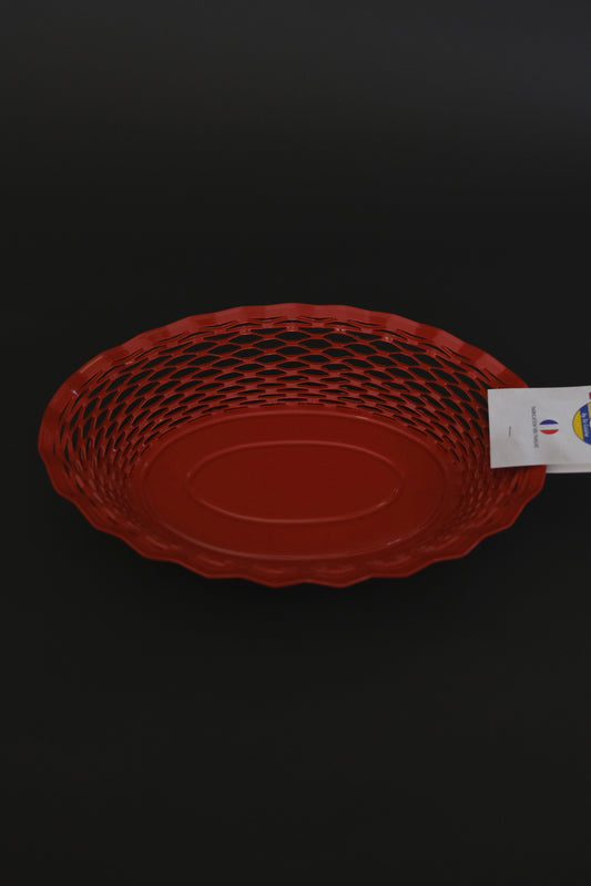 Roger Orfevre deep red woven bread basket 25x18cm artisan table service