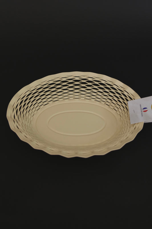 Roger Orfevre vanilla stainless steel bread basket 25x18cm front view