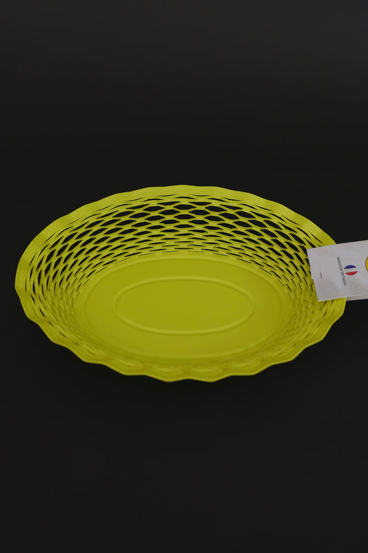Roger Orfevre apple green woven bread basket for artisan bread service
