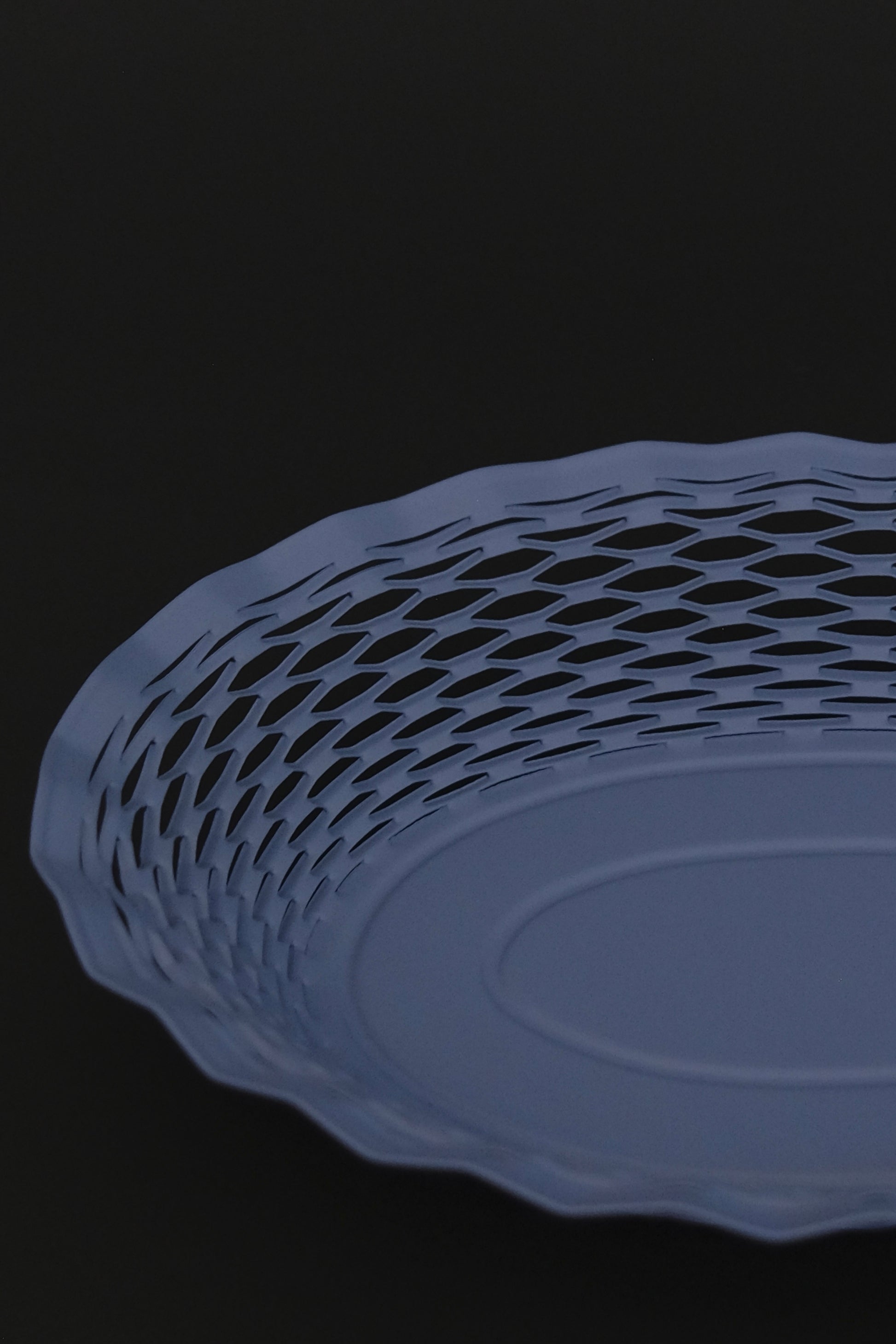 Pastel blue bread basket small side view – Roger Orfevre