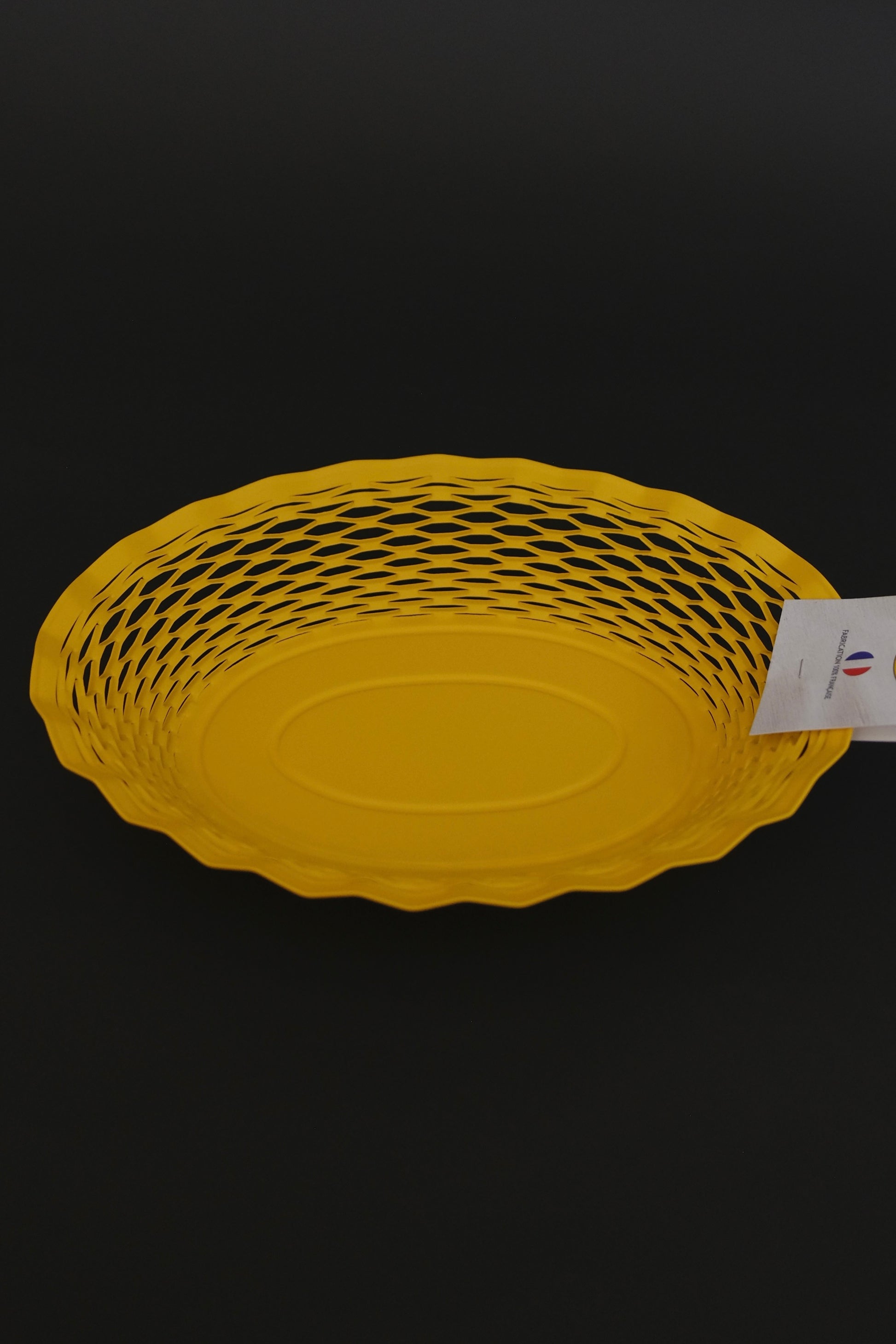 Roger Orfevre large pollen yellow woven bread basket 30x24cm artisan service