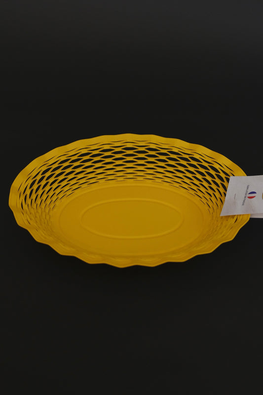 Roger Orfevre large pollen yellow woven bread basket 30x24cm artisan service