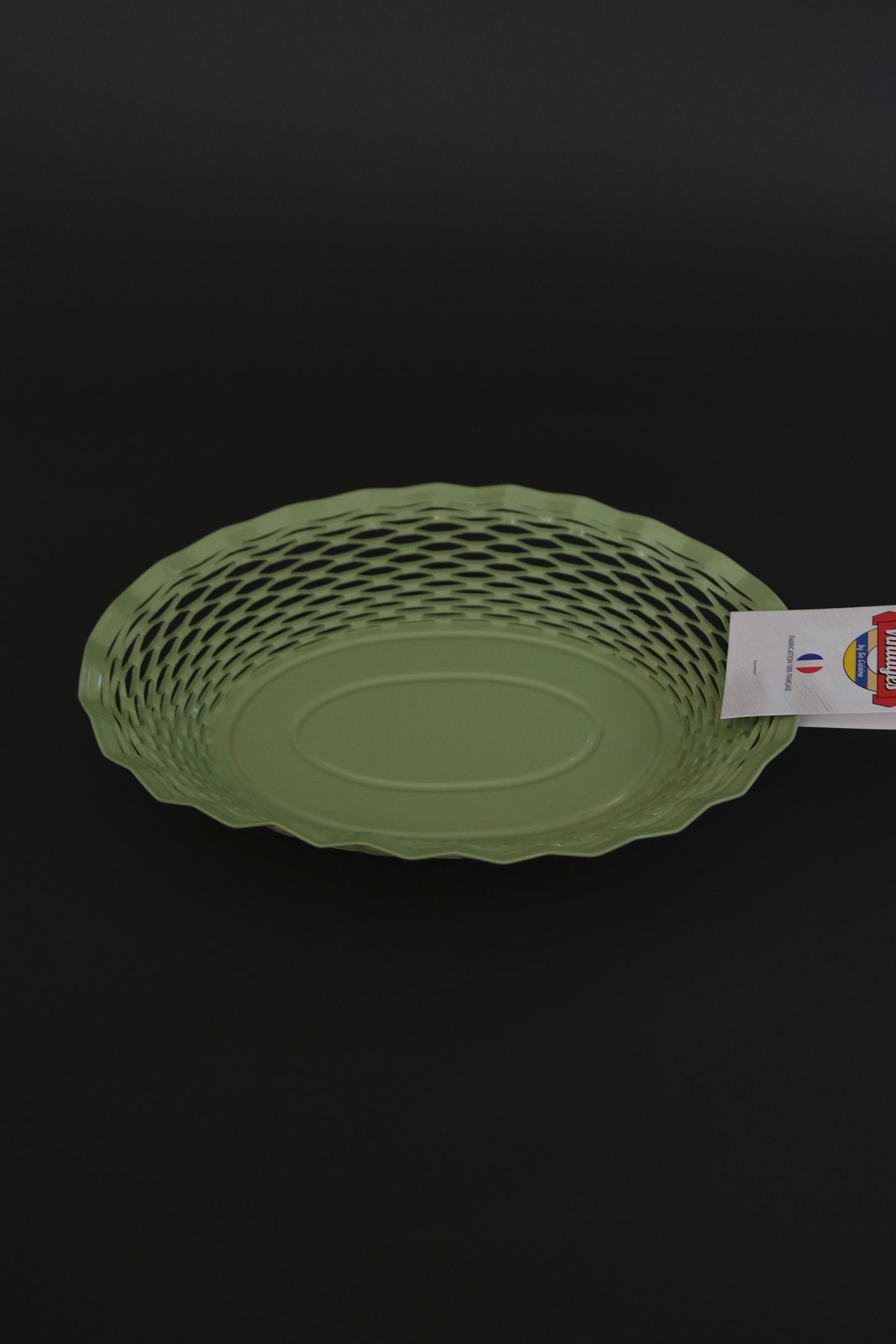 Roger Orfevre pastel green woven bread basket 25x18cm artisan service
