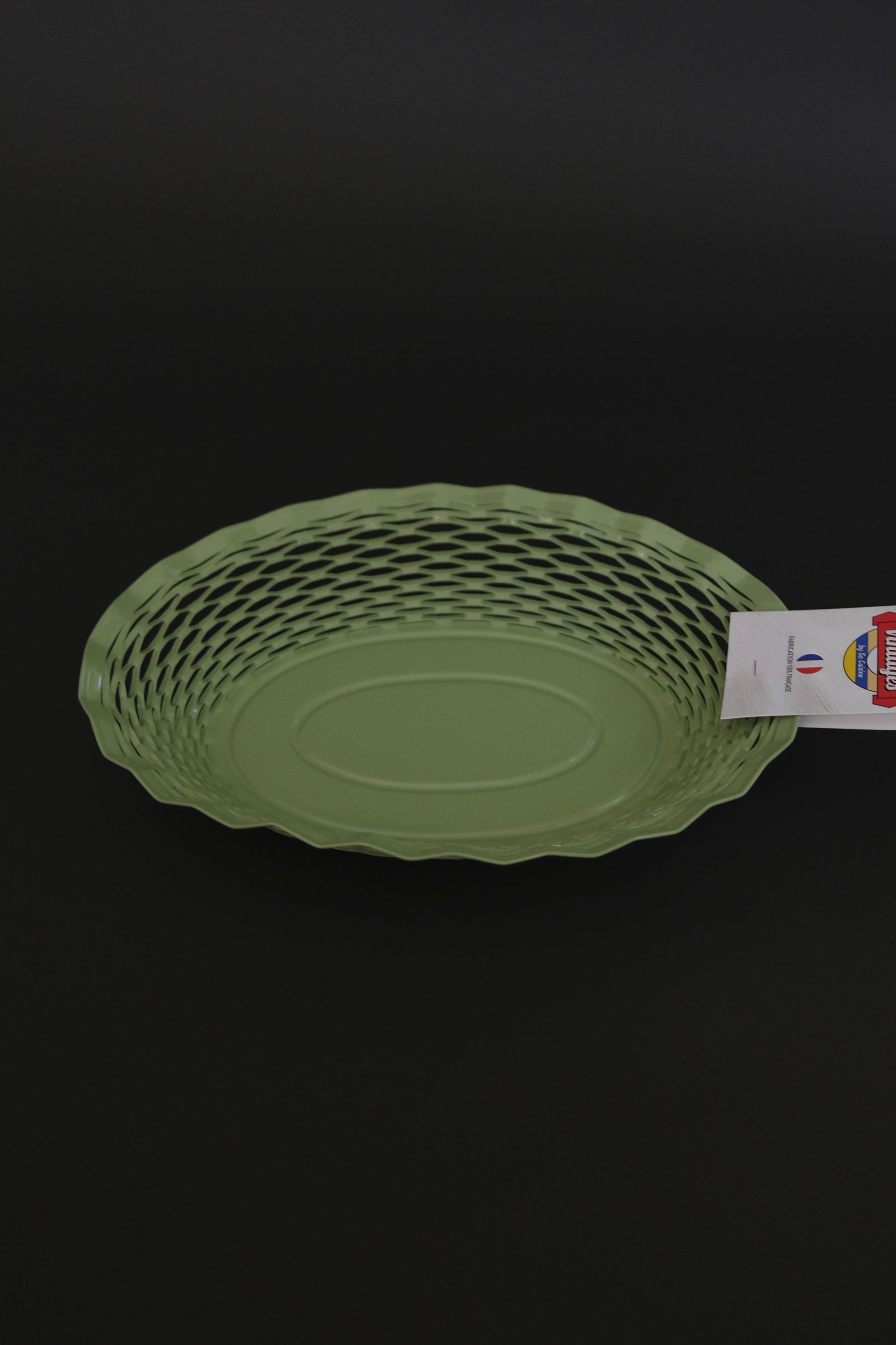 Roger Orfevre pastel green woven bread basket 25x18cm artisan service