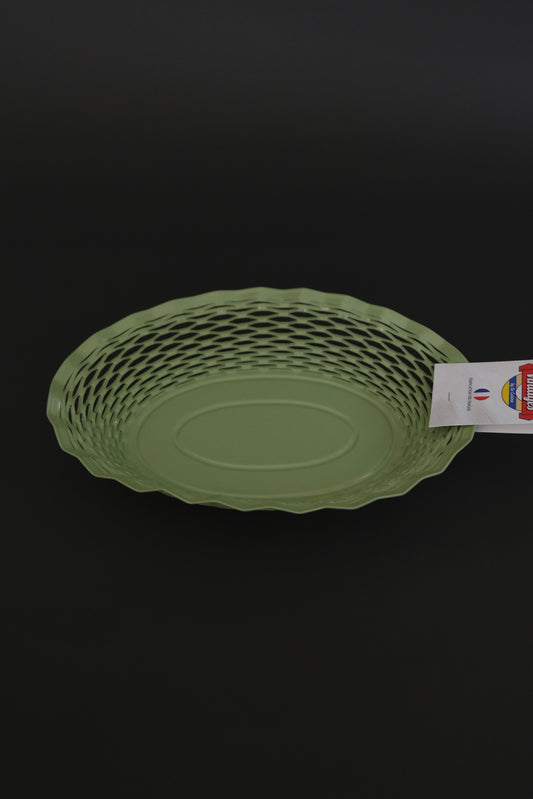 Roger Orfevre pastel green woven bread basket 25x18cm artisan service