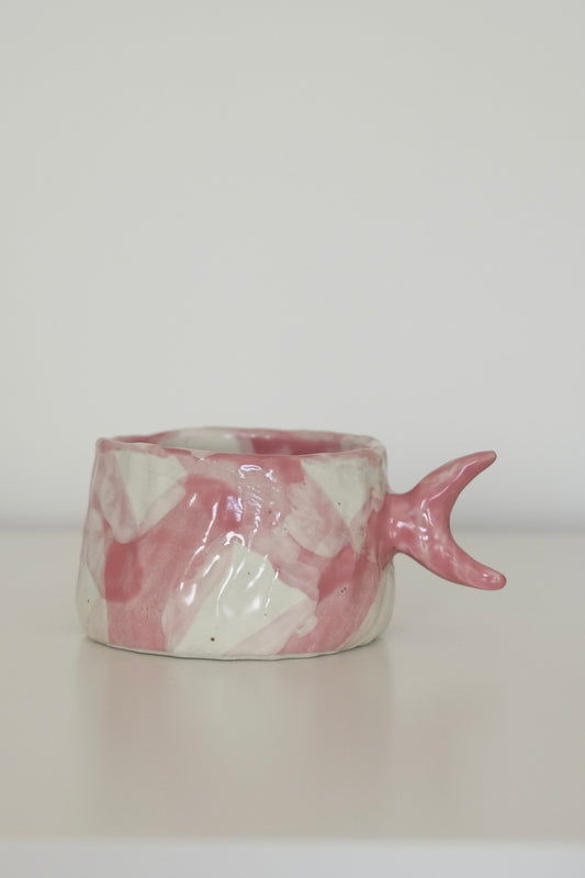 Pink Peach Burrata mermaid tail ceramic cup from HAUS HAUS