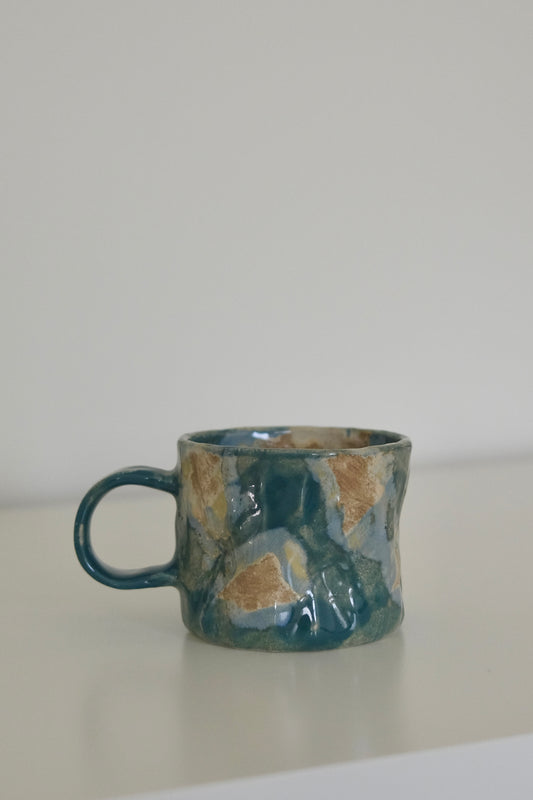 Malachite Caramel navy and brown ceramic mug from HAUS HAUS