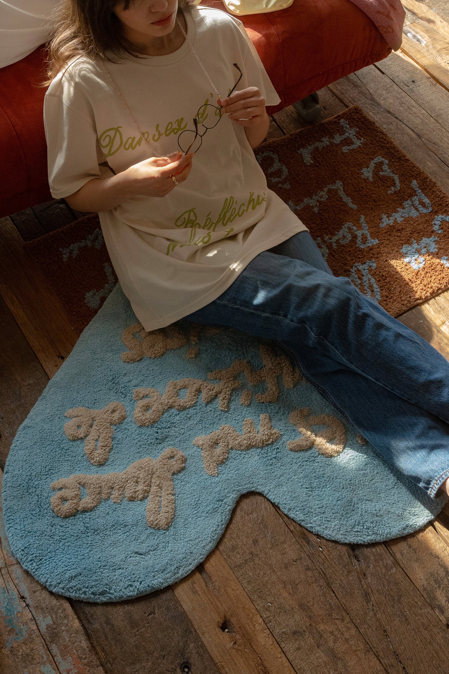 Heart Shaped Rug (Sky)