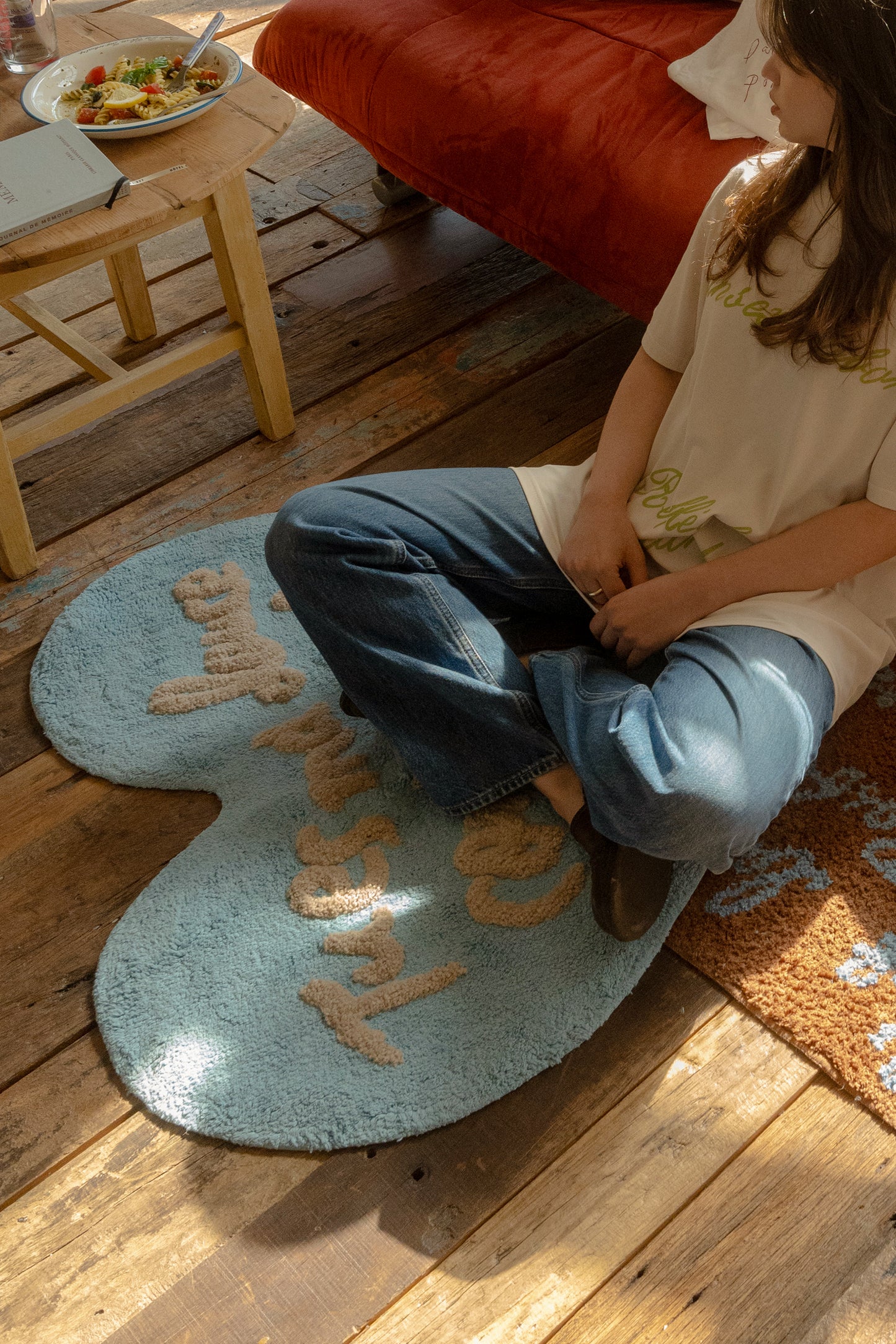 Heart Shaped Rug (Sky)