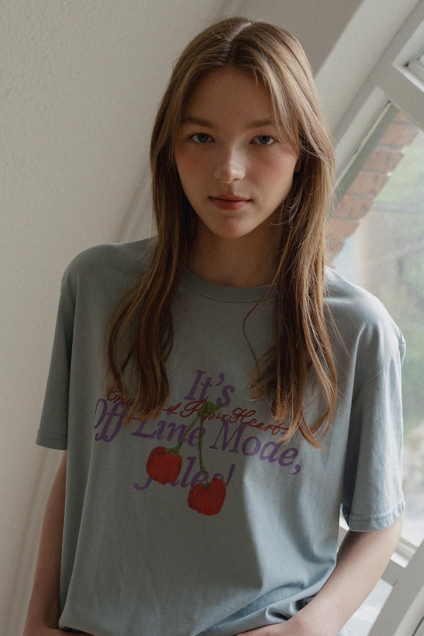 Tired Girl T-Shirt (Sky)