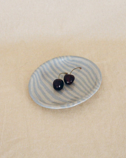 Egg Plate Stripe Baby Blue