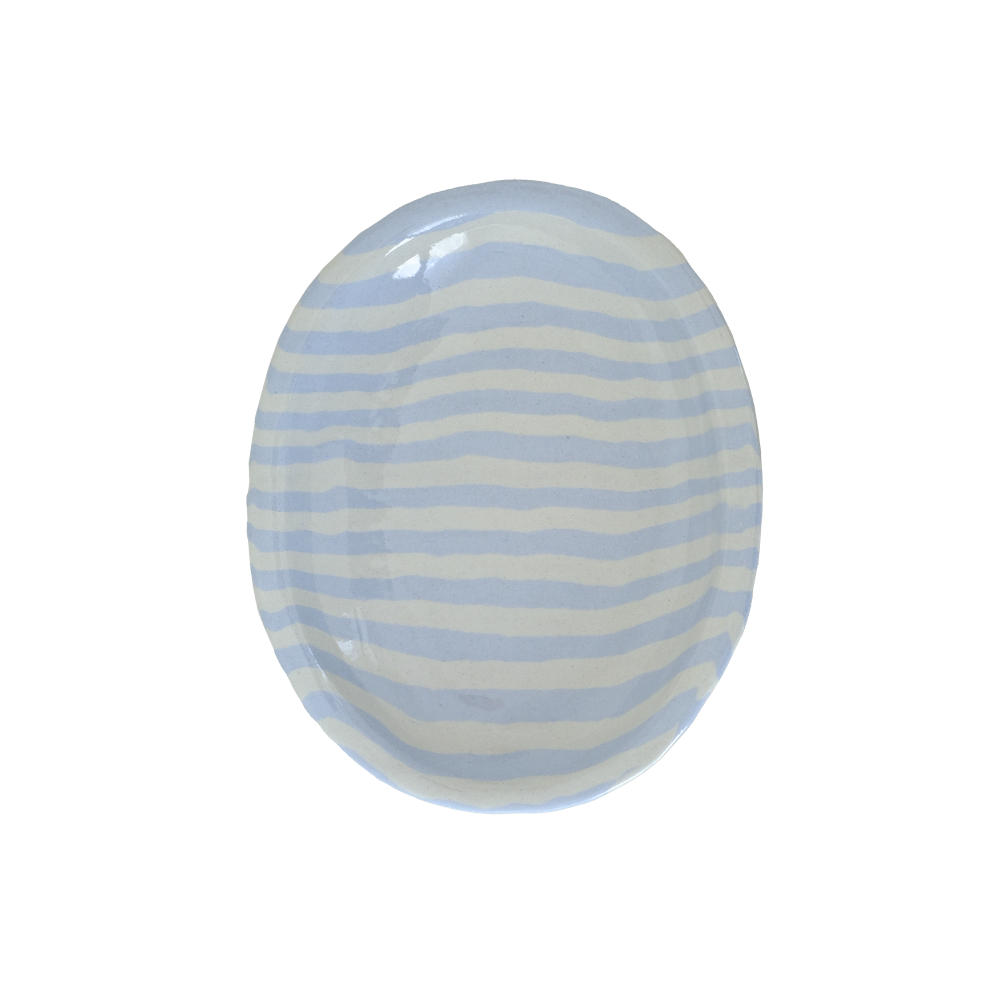 Egg Plate Stripe Baby Blue