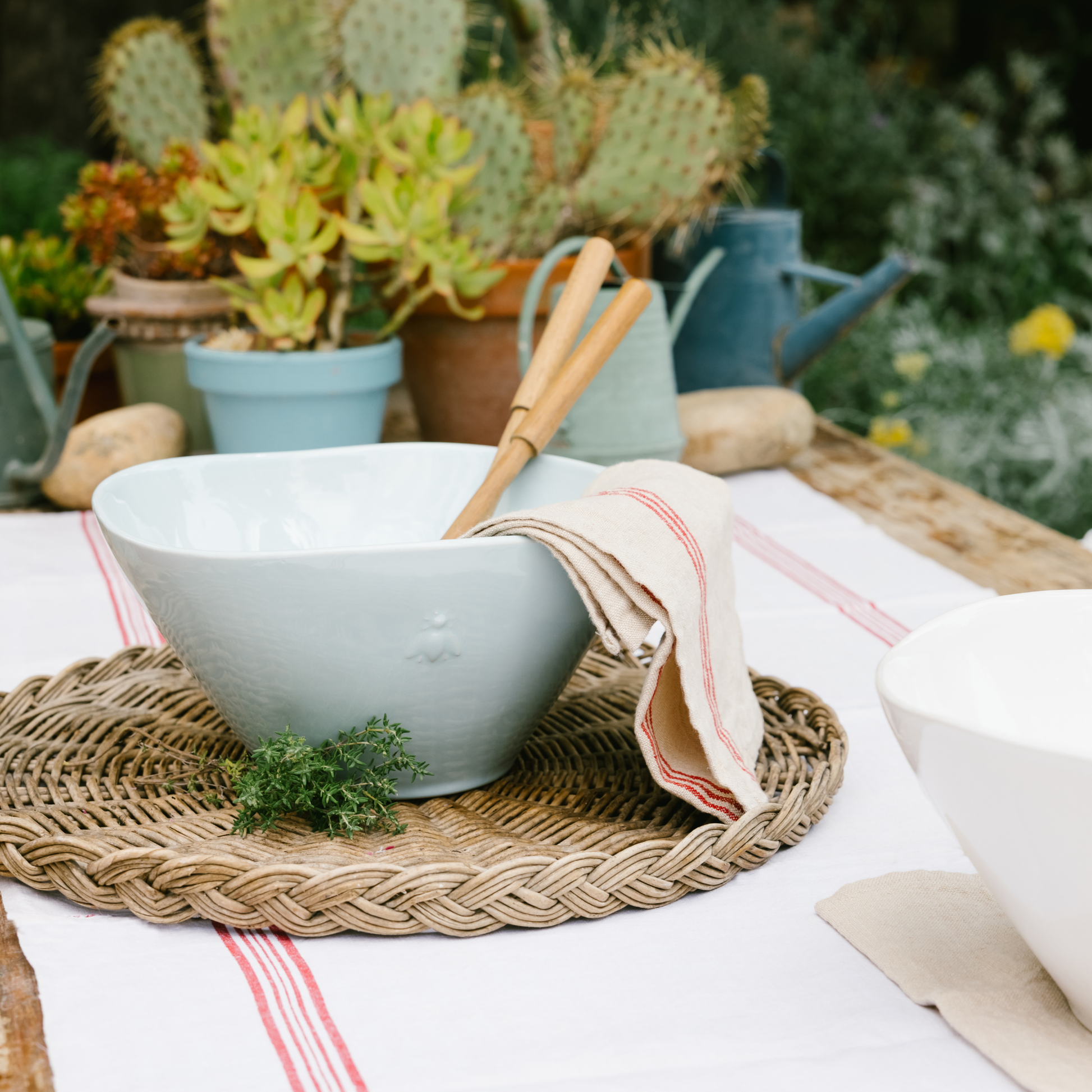 Overhead view of the empty La Rochère Bee ceramic serving bowl
