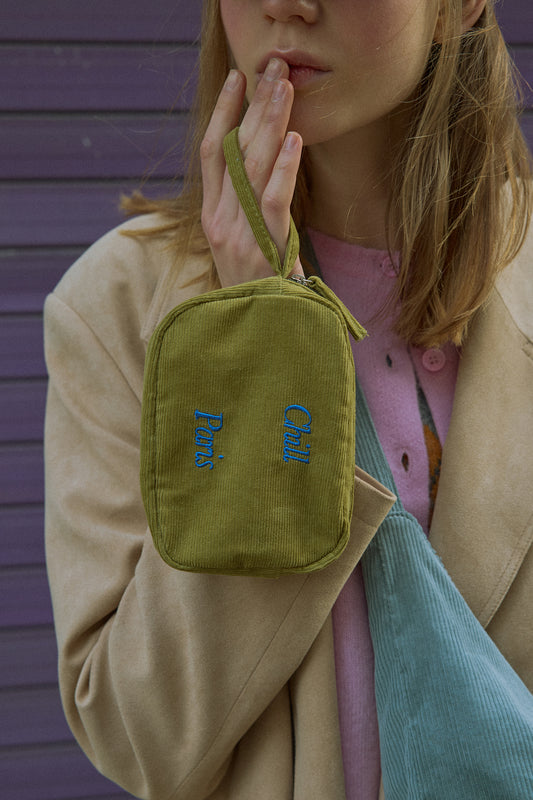 Easy-Peasy Corduroy Pouch (Olive)