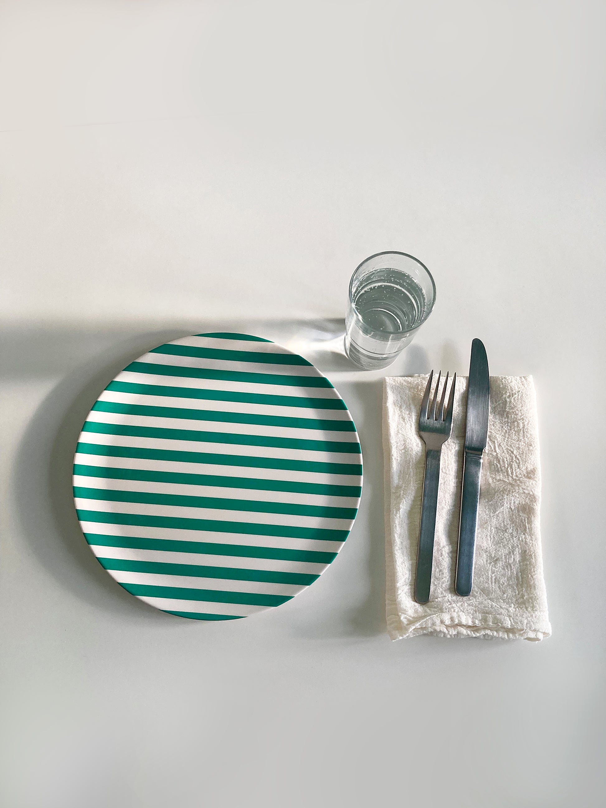 Green Stripe Dinner Plate 10"