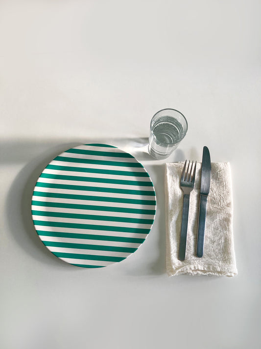 Green Stripe Dinner Plate 10"