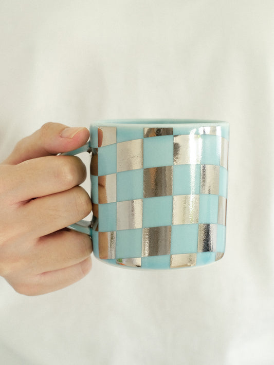 Tiffany Blue / White Gold Checkerboard