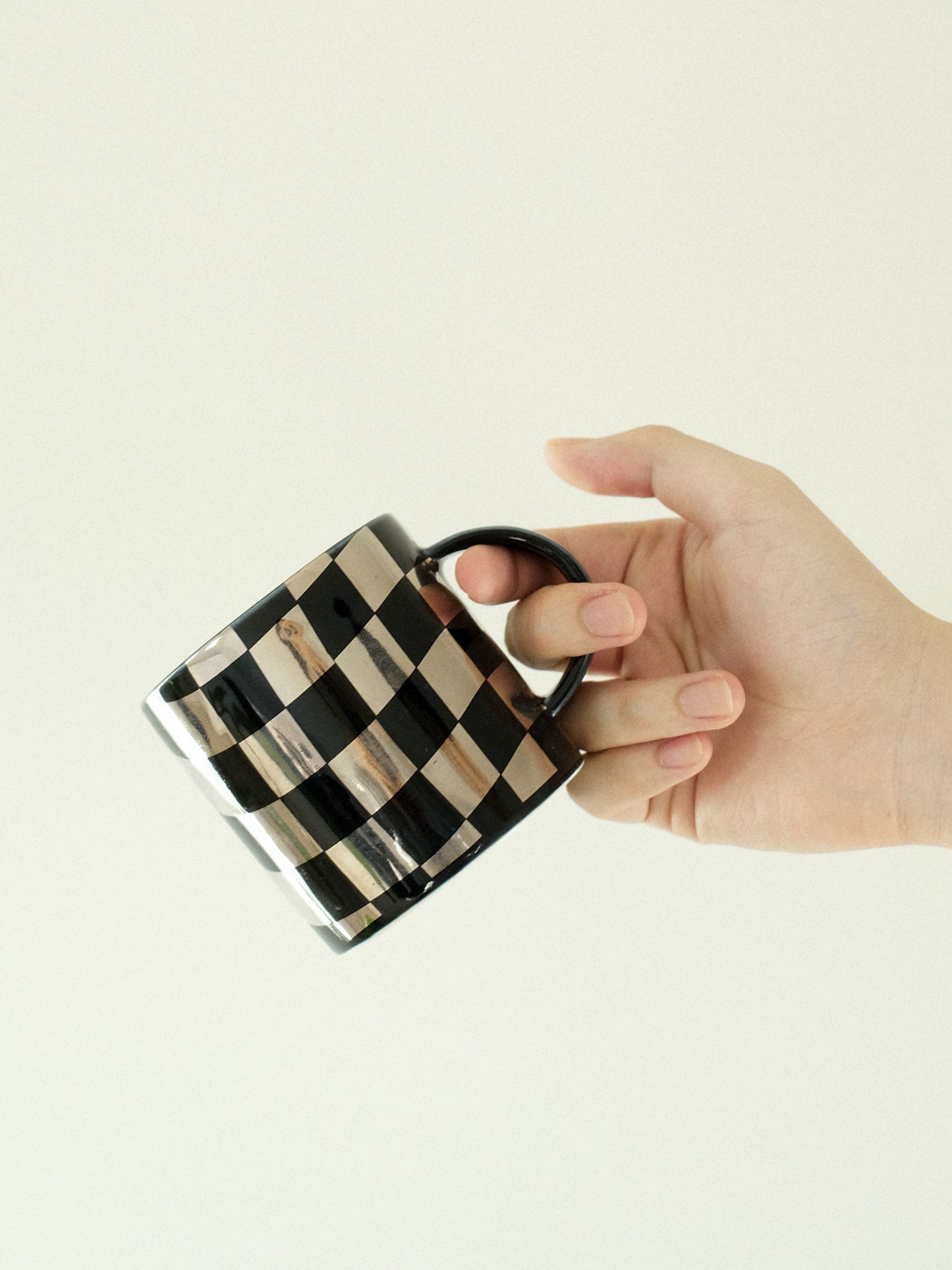 Black/ White Gold Checkerboard