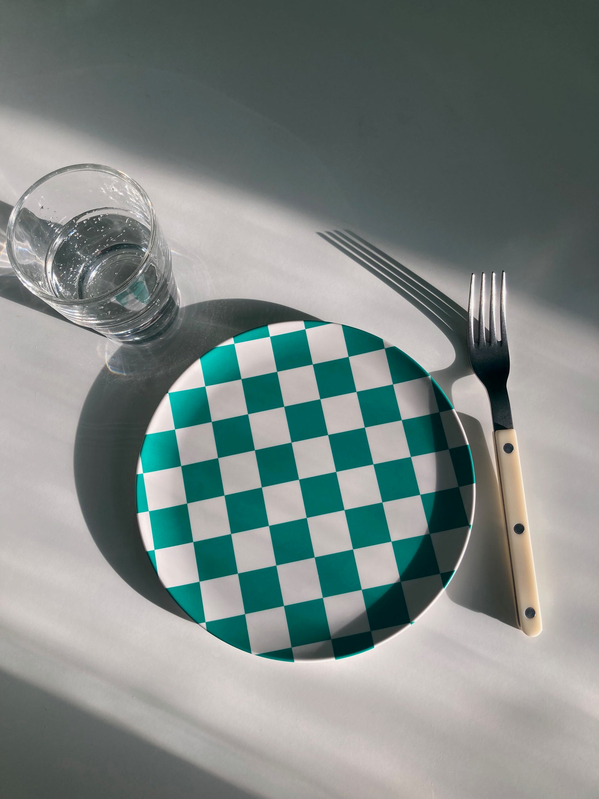 Green Check Side Plate 8"