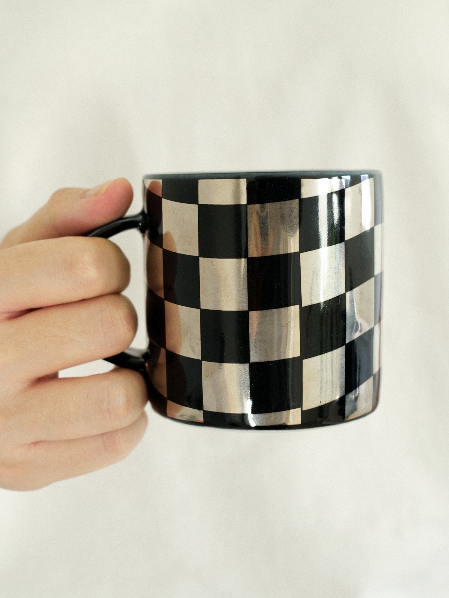 Black/ White Gold Checkerboard